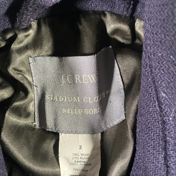 J Crew Jacket Womens 2 Stadium Cloth Nello Gori Peacoat Wool Gold Button Coat - Picture 3 of 6